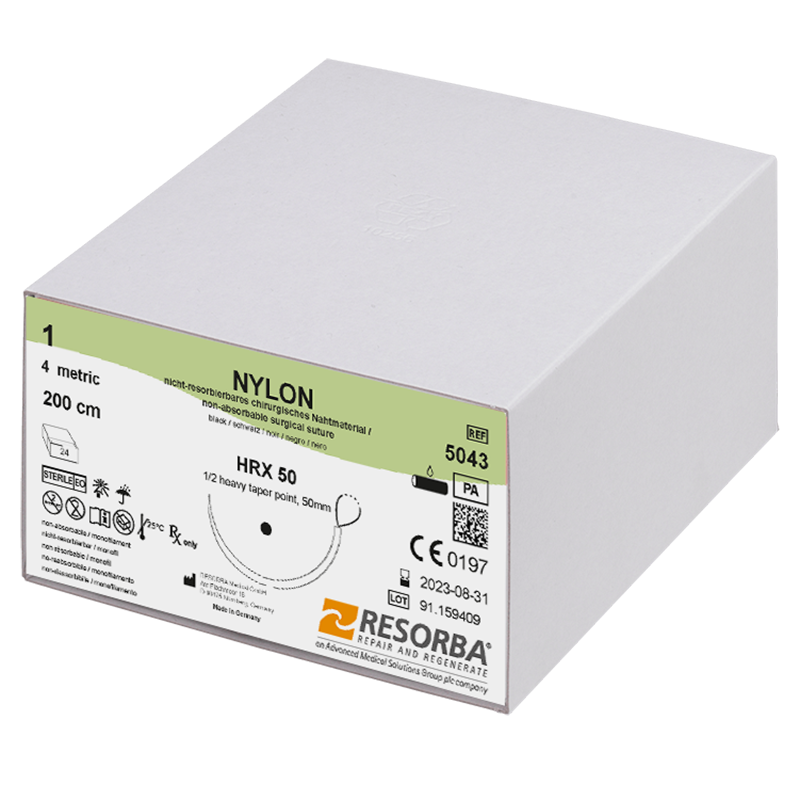 Нейлон моно USP1 чорний петля 150см, голка кол.50мм екстра велик.діам.,1/2 кола